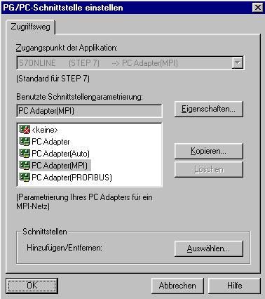 35. Im SIMATIC Manager werden nun die Einstellungen der PG/PC-Schnittstelle für das Laden der Daten in die CPU 315-2DP kontrolliert.