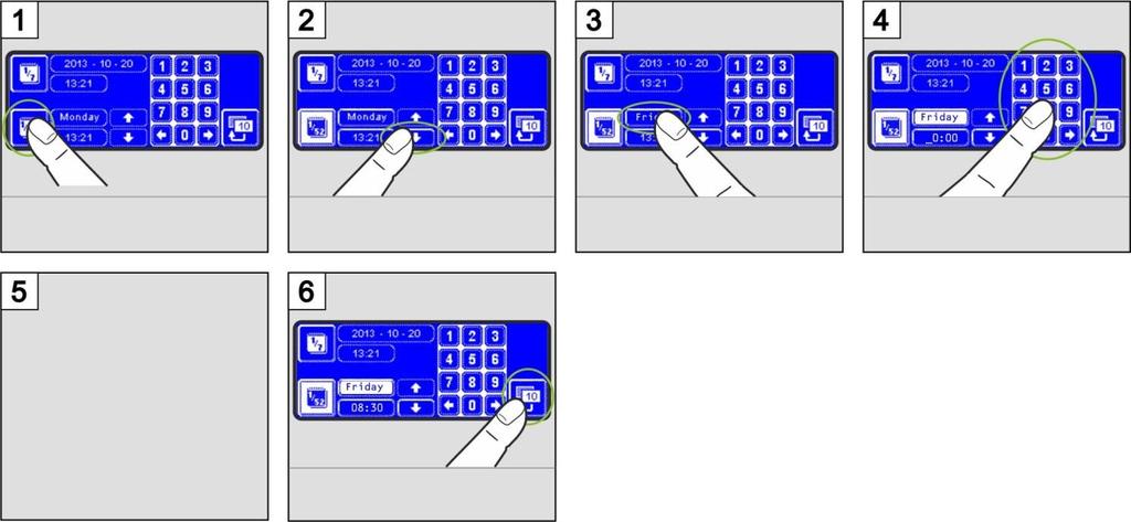 PIN-Menü 7.2 Automatisches Einschalten / Ausschalten Hier können Sie: programmieren, wann die Maschine automatisch füllen und aufheizen soll.