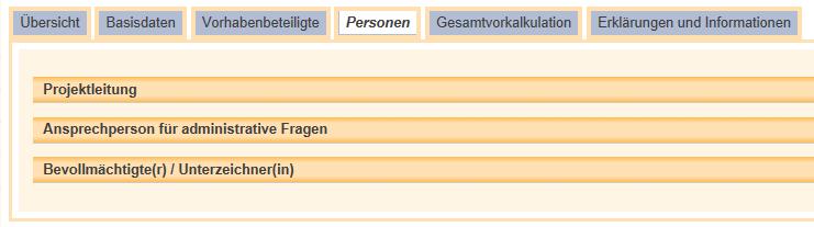 2. ANTRAG ERSTELLEN: PERSONEN Die Registerkarte Personen besteht aus den Adressdaten - zur