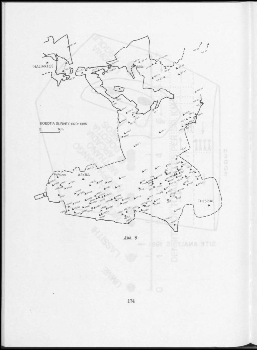 BOEOTIA SURVEY 1979-1986 O 1km -V 0 v.
