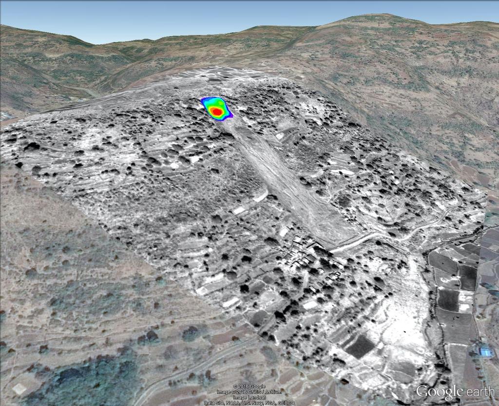 Klassifikation des Malin-Erdrutsches 3D-Ansicht des Malin-Erdrutsches mit Intensitäts-Orthophoto und