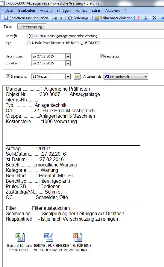 als Aufgabe oder Termin