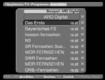 7.1 Aufnehmen/Löschen von Programmen Um Programme in die Benutzerliste aufzunehmen bzw. zu löschen, gehen Sie folgendermaßen vor: > Rufen Sie durch Drücken der Taste Menu das Hauptmenü auf.