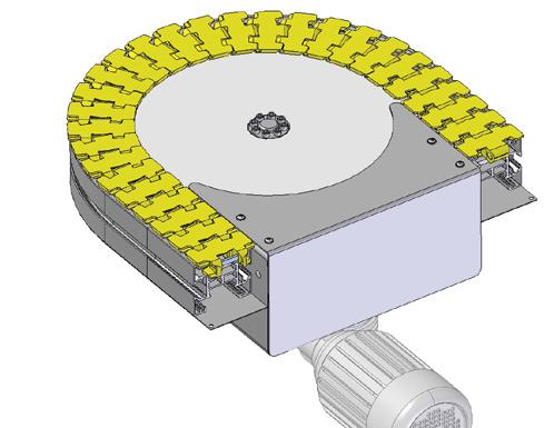 D-Flex Antriebseinheit Seite 24 Bogenrad-Antriebseinheit 180 Der Bogenradantrieb ist für Kettenförder ohne Rücklaufkette geeignet.