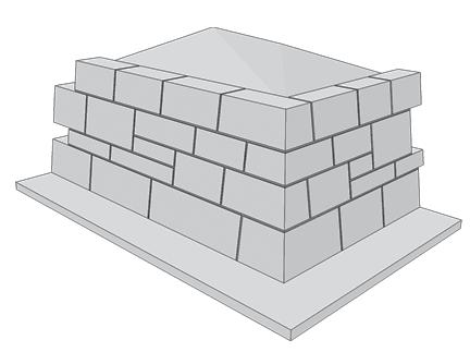 Bild 12: Unregelmäßiges Schichtenmauerwerk nach DIN EN 1996-1- 1/NA (Quelle: Diebel) Beim unregelmäßigen Schichtenmauerwerk fehlen durchlaufende Schichten.