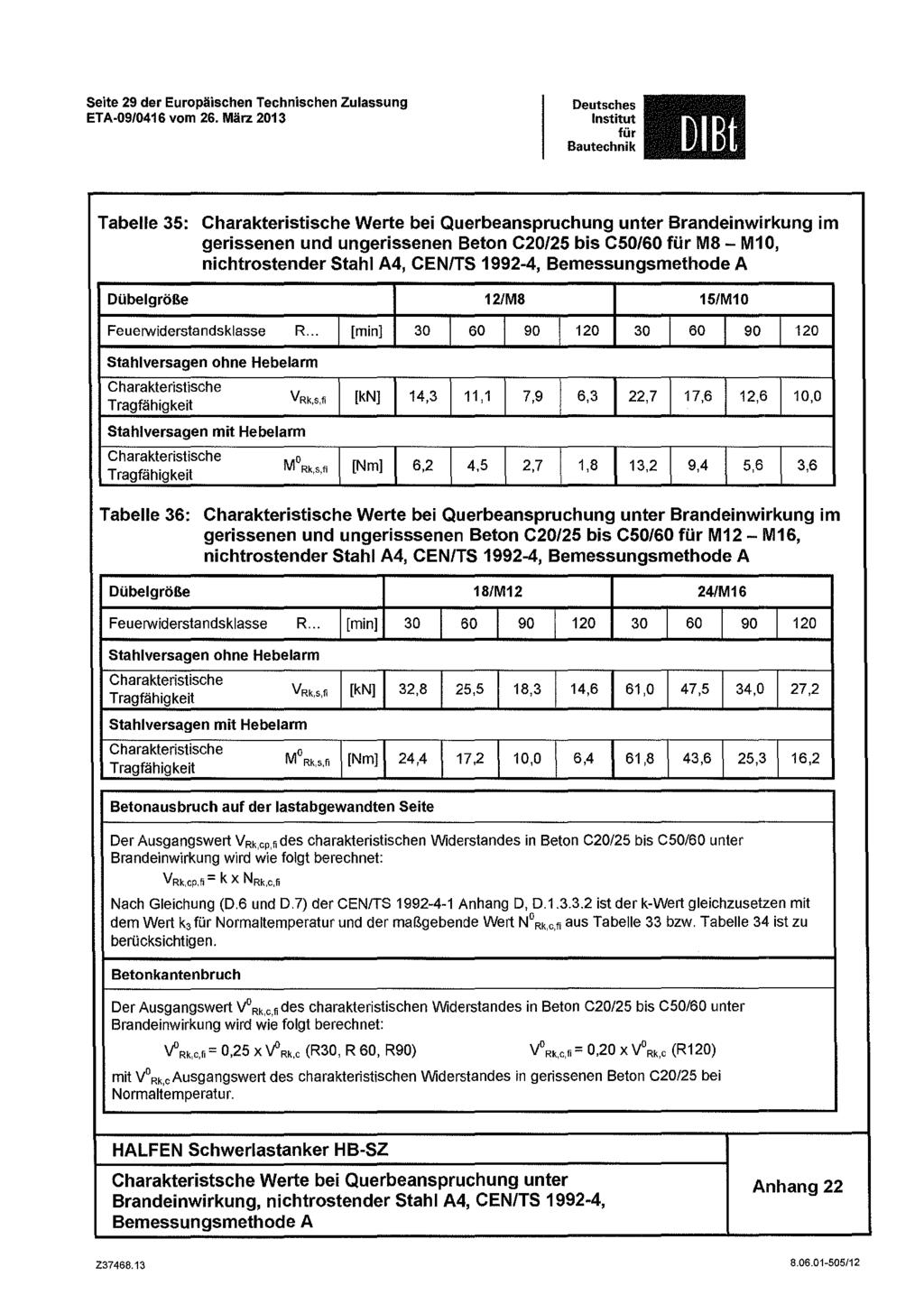 Seite 29 der Europäischen Technischen Zulassung ETA 09/0416 vom 26.