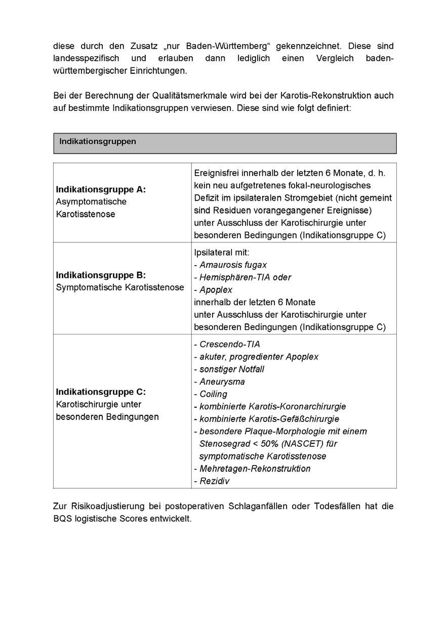 Modul 10/2 Karotis-Rekonstruktion Jahresauswertung 2009 Geschäftsstelle