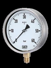 Typ MRE und MRE-g, Nenngrößen 00, 60 und 250 mm SIKA Qualitätsmanometer in Industrieausführung mit 00, 60 oder 250 mm Edelstahlgehäuse eignen sich für die Druckmessung gasförmiger und flüssiger
