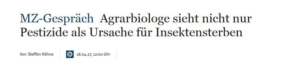 Interview in der Mitteldeutschen Zeitung vom 18. April 2017; Seite 4 Wenn Hummeln verstummen Online: https://www.