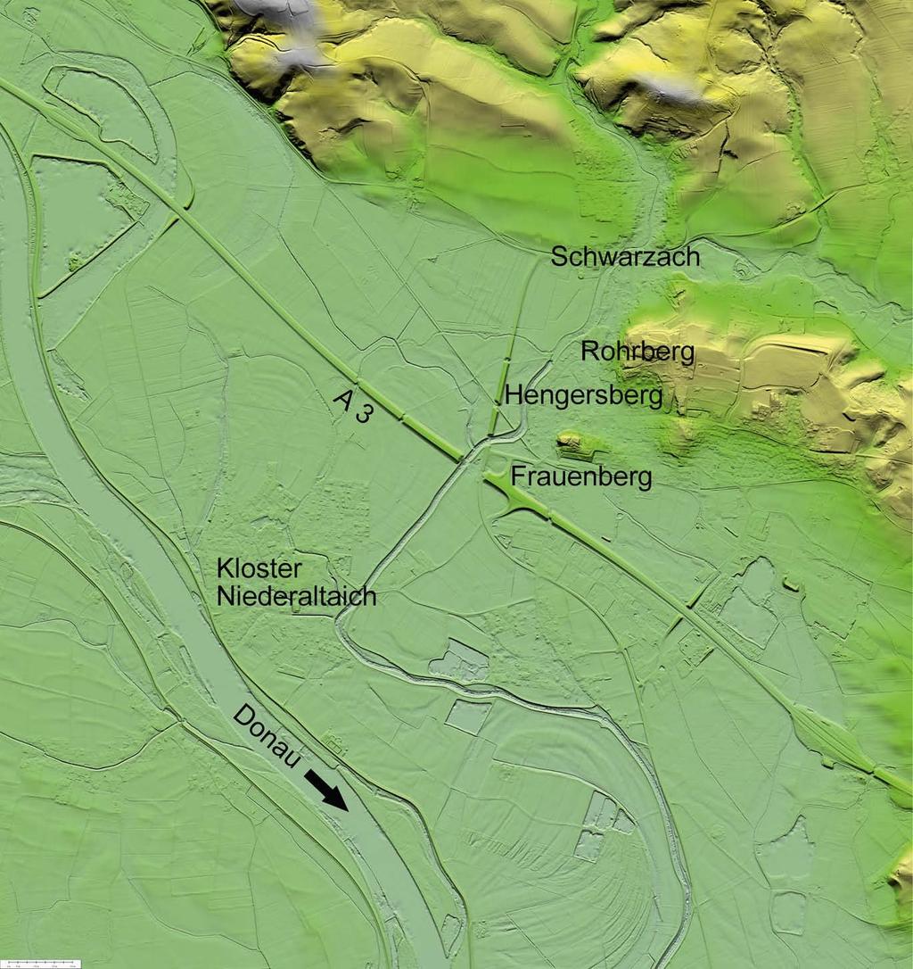 Karl Schmotz Abb. 1: Digitales Geländemodell des Raumes um Hengersberg und Niederalteich (Geodaten: Landesamt für Vermessung und Geoinformation München).