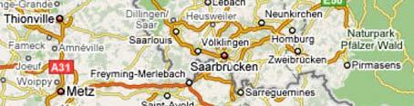 Luxemburg: Koblenz: Saarbrücken: 35 km