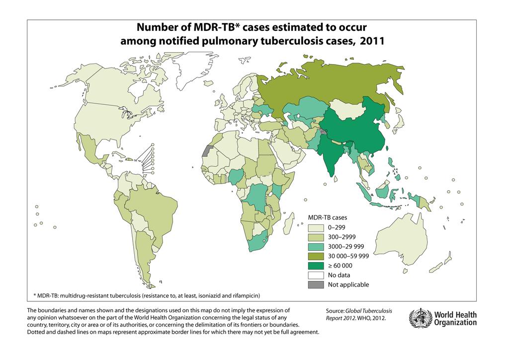 Geschätzte Anzahl der MDR-TB unter den gemeldeten pulmonalen Tuberkulosen, 2011