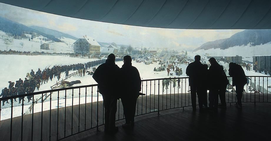 Bourbaki Panorama Luzern. Ein einmaliges Sehspektakel. Das 112 mal 10 Meter grosse Bourbaki Panorama von Edouard Castres ist Zeuge der Sehlust der Menschen.