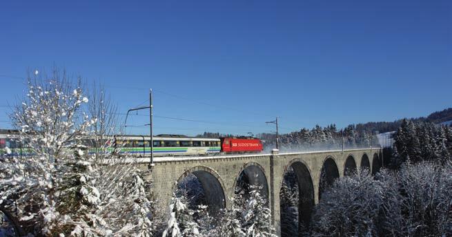 Voralpen-Express. Hohe Eisenbahnviadukte. Der Voralpen-Express führt Sie von der UNESCO-Weltkulturerbestadt St.