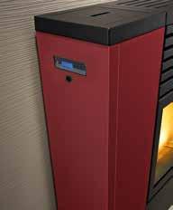 Pellet stove with cast iron top and metal sides, ductable air flows, dual front and rear fan; fully operated via an easy and user-friendly control panel.