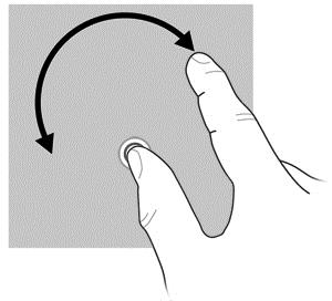 HINWEIS: Die Bildlaufgeschwindigkeit hängt von der Bewegungsgeschwindigkeit der Finger ab. Drehen Mithilfe der Drehbewegung können Sie Elemente, wie z.