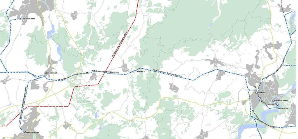 2.2 Gesamtmaßnahme Die Erneuerung der Doppelleitung (2 x 110 kv) Bidingen - Schongau ist in die folgenden drei Bauabschnitte untergliedert: 1. Bauabschnitt: UW Bidingen - UW Bidingen 2 2.
