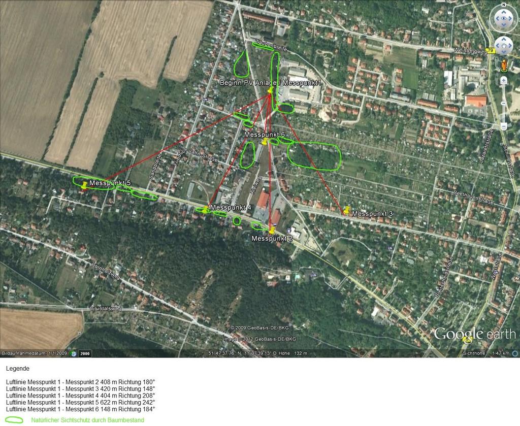 Solarpark Kleiweg Seite 4 / 22 In Abbildung 2 ist die räumliche Lage des Plateaus, auf dem die Anlage errichtet werden soll, im Stadtgebiet zu erkennen (Messpunkt 1).