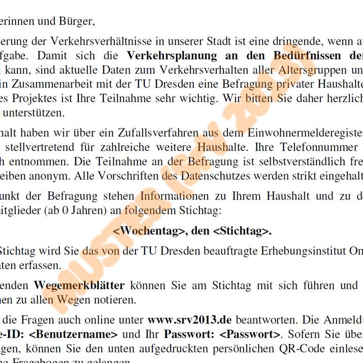 Elemente und Abläufe: Details Spezifische Schreiben Ankündigung und Erinnerungen Briefkopf, Unterzeichner, (Textbaustein) Stadt- bzw.