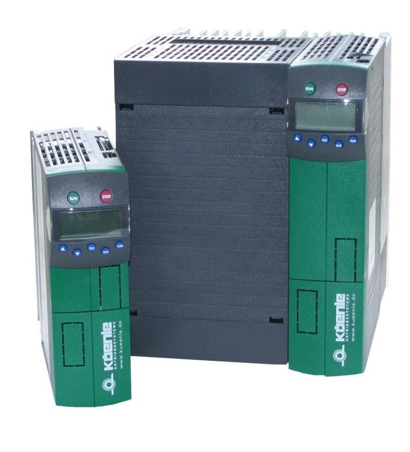 Frequenzumrichter Reihe KFU 2 - für Netzanschluss 1~ 230 V KFU 4 - für Netzanschluss 3~ 400 V 6 mögliche Regelverfahren U/f Steuerung mit / ohne Technologieregler geberlose / feldorientierte Regelung