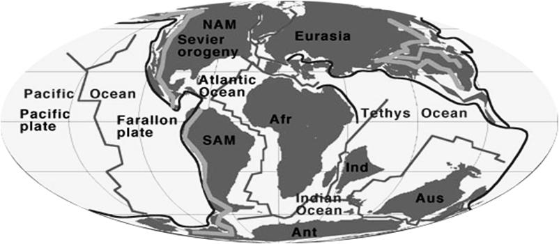 Globale tektonische Entwicklung & Paläogeographie Oberkreide Unterkreide 65 Bedeutende