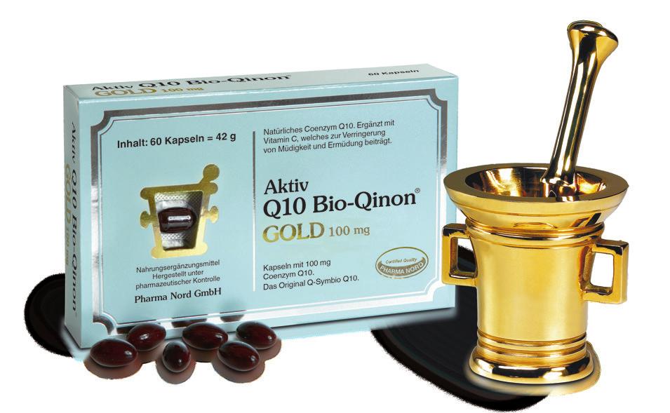 Q10 Bio-Qinon Gold Packungsgröße : PZN 00787833 Q10 Bio-Qinon Gold: Ubiquinon (Coenzym Q10) 100 mg 60 Kapseln PZN 01541525 Q10 Bio-Qinon Gold: Ubiquinon (Coenzym