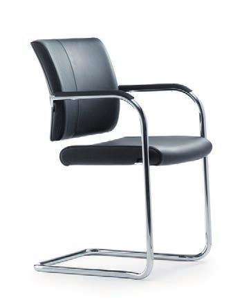 Konferenz-Drehsessel, Armlehnen mit Lederauflage, 4-strahliges Fußkreuz Alu poliert orb80 Conference swivel chair, armrests with leather