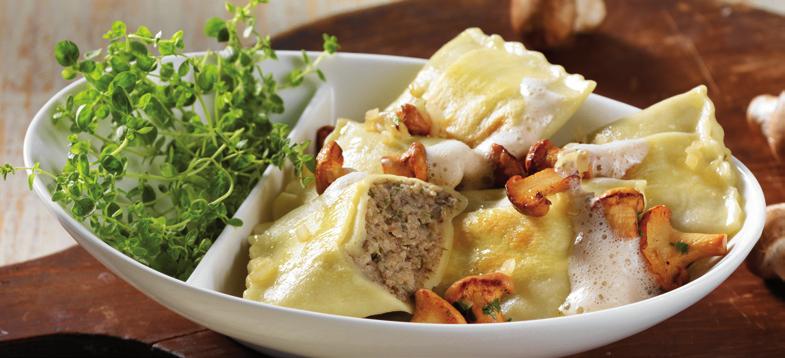 Pilzmaultaschen auf Sahnegeschnetzeltem 30 BÜRGER Pilzmaultaschen 2 kg Schweinegeschnetzeltes ca.