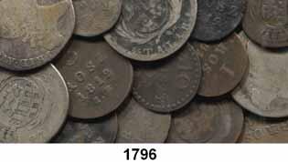 .. Etwas fleckig, fast sehr schön 50,- 1796 LOT von 18 Münzen, 9x Ag. und 9x Cu., 1/3 Taler bis Groschen; ein 1/3 Taler auf der Rs. mit Gravur, Namenszug Leo über Blume.