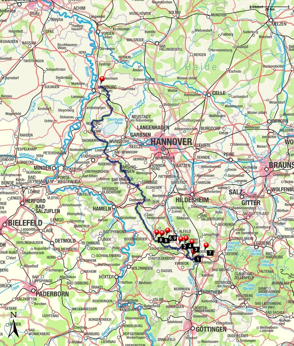 Länge: 184,88 km Start: Nienburg Steigung: +