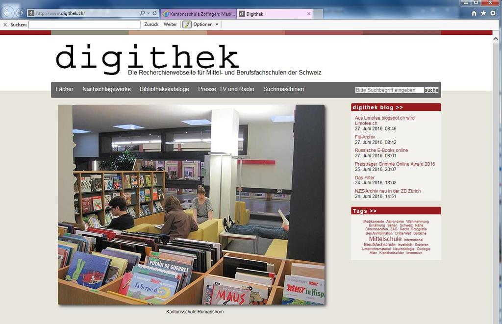 DIGITHEK Die Digithek ist eine Recherchier-Plattform, die vom Kanton Zürich für Mittelschulen und Berufsfachschulen entwickelt worden ist und ständig aktualisiert wird.