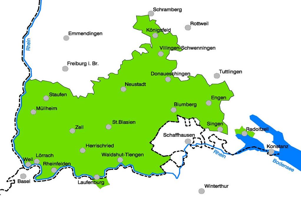 WRRL: Bereich Kraftwerke der Energiedienst und Netzgebiet am Hochrhein 1 2 3 KW Laufenburg KW Rheinfelden KW Wyhlen 4 4 5 KW