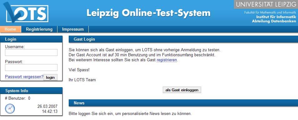 Online-Übungen LOTS (Leipzig Online Test System)