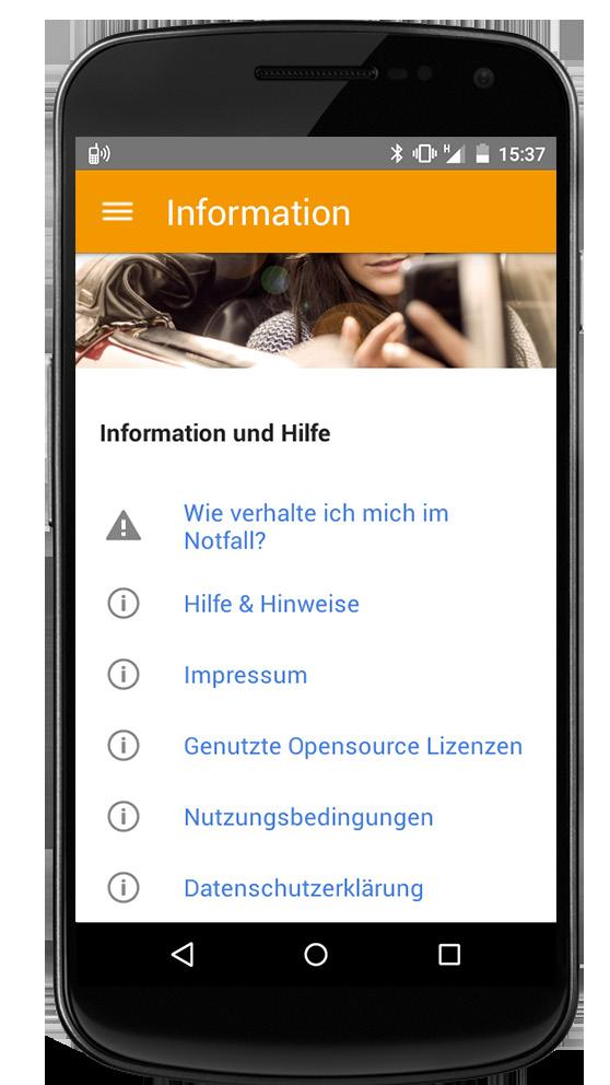 Der in der Mitte von Abbildung 11 abgebildete Screen zeigt den Ablauf des Countdowns, bis zum Aufbau einer Sprachverbindung. Dieser wird nur bei Smartphones mit dem Betriebssystem Android angezeigt.