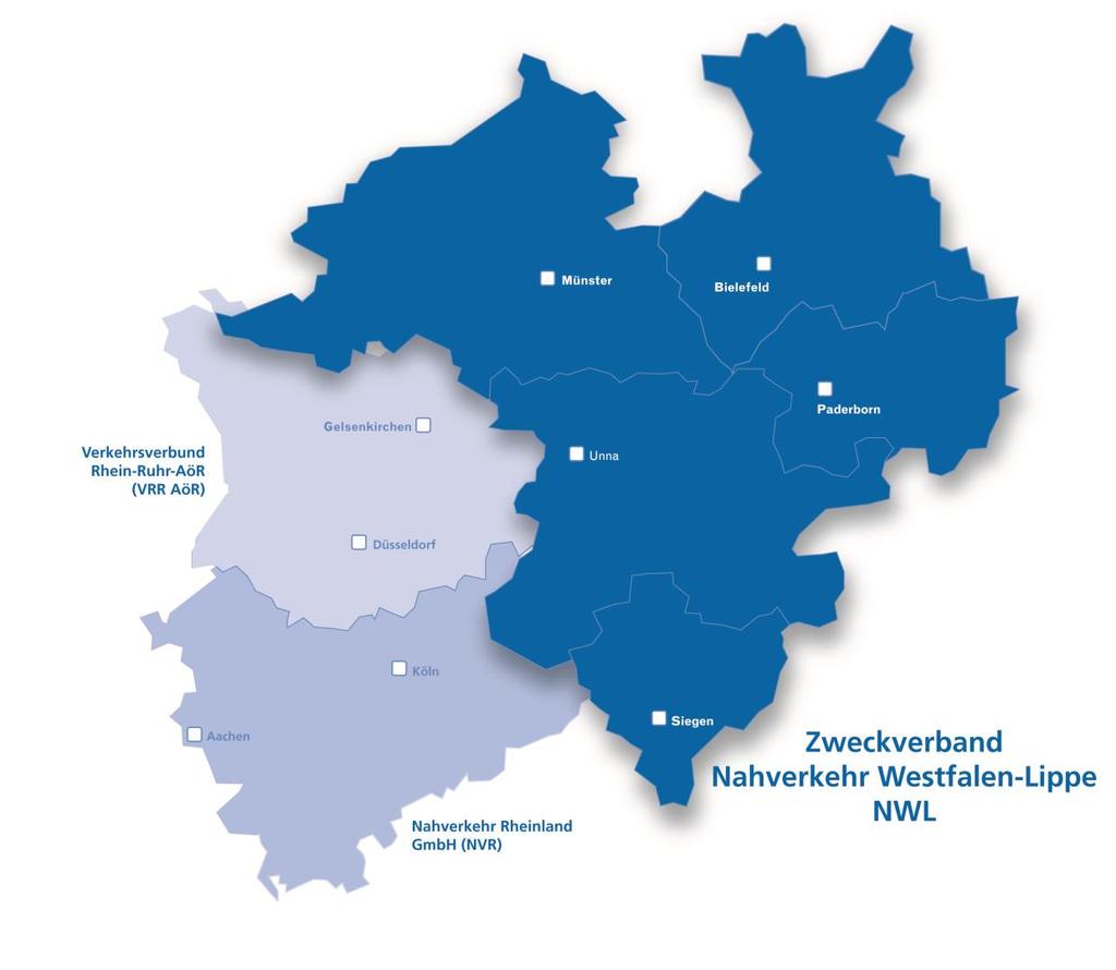 NRW Verkehrsräume nach dem 01.08.2008 NRW Einwohner: ca. 17,4 Mio.