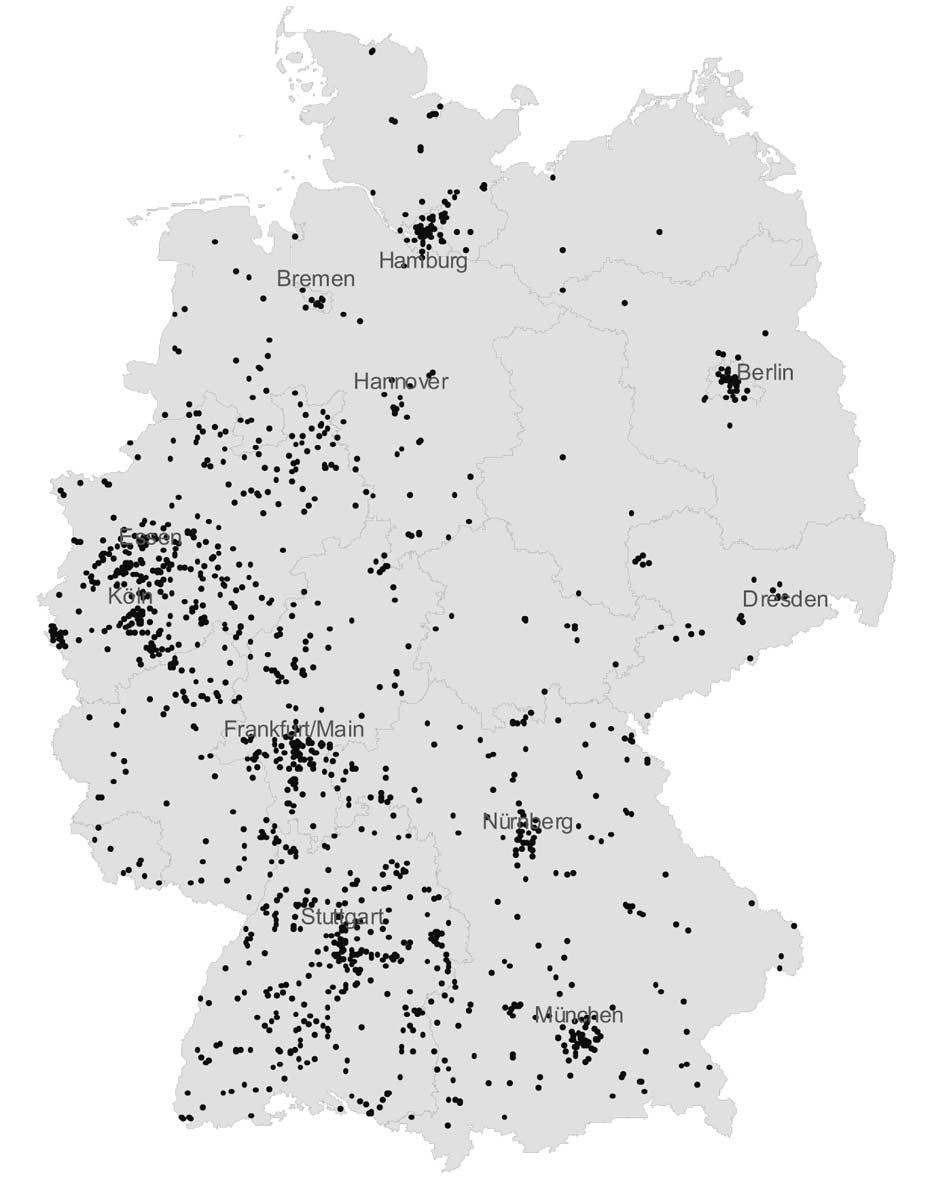 Zur Erinnerung Region Hidden Champions Einwohner Mio. HC pro Mio. Einwohner Baden-Württemberg 302 10,8 28,0 Hamburg 45 1,8 25,0 Hessen 139 6,1 22,8 Nordrhein-Westf.