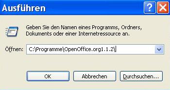 pfad ein. Sollten sie ihn nicht geändert haben dann tippen sie C:\Programme\OpenOffice.org1.