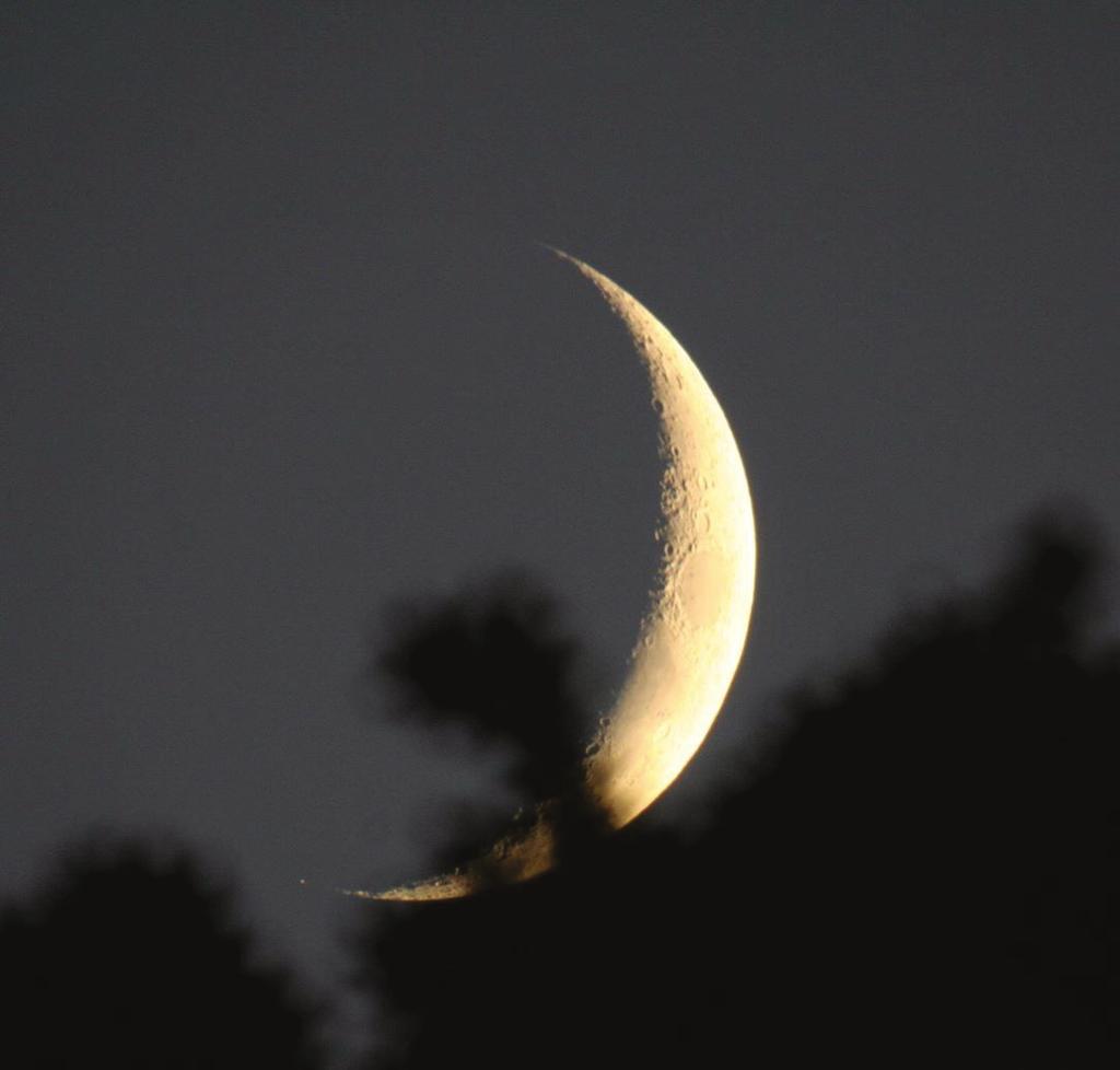 Julmond Monduntergang im Ammerland durchs Teleskop. Heiligabend. Weihnachten.