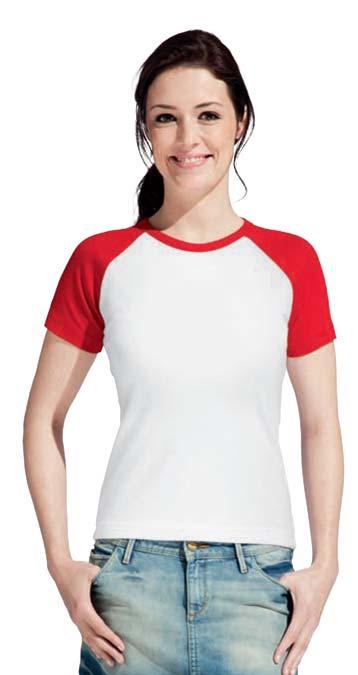 T-Shirt, Schulter- und Seiteneinsatz in Kontrastfarbe, tailliert, Interlock, 100 % Baumwolle, 220 g/m 2, S XXL.