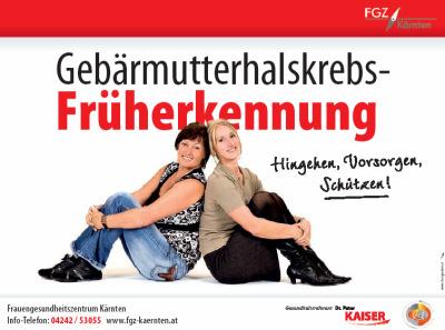4. Projekt Prävention Gebärmutterhalskrebs Im April 2008 erhielt das FGZ Kärnten vom damaligen Gesundheitsreferenten des Landes Kärnten, Dr.