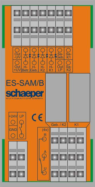 schaeper AUTOMATION GMBH ES-SAM 5 2.3 Klemmenplan des Basismoduls und Bezeichnung der Anschlüsse +24V Eingang für Versorgungsspannung 24VDC, +. GND Eingang für Versorgungsspannung 24VDC, -.