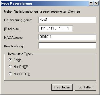 3 Erstellen Sie eine DHCP-Reservierung für jeden ESXi-Zielhost. a b c Navigieren Sie im DHCP-Fenster zu DHCP > hostname > IPv4 > Auto Deploy-Bereich > Reservierungen.