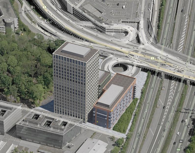 Projekte im Vermögen Wallisellen, «Serliana» Neubauprojekt neben Glattzentrum und Richti-Areal, bestehend aus drei Gebäudekörpern: r2: Büronutzung (15 249m 2 ) r6: Hotelnutzung (3 273m 2 ) r4: