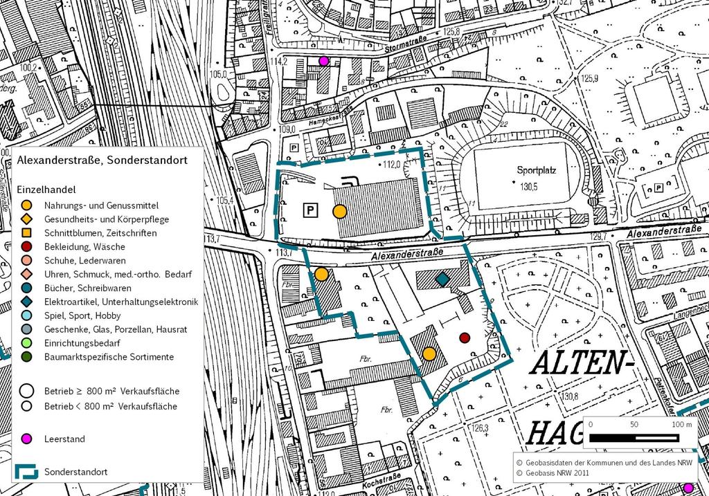 Abb. 86: Sonderstandort KAUFLAND (Alexanderstraße) KAUFLAND: 6.400 m² LIDL: 800 m² BERGENTHAL: 1.