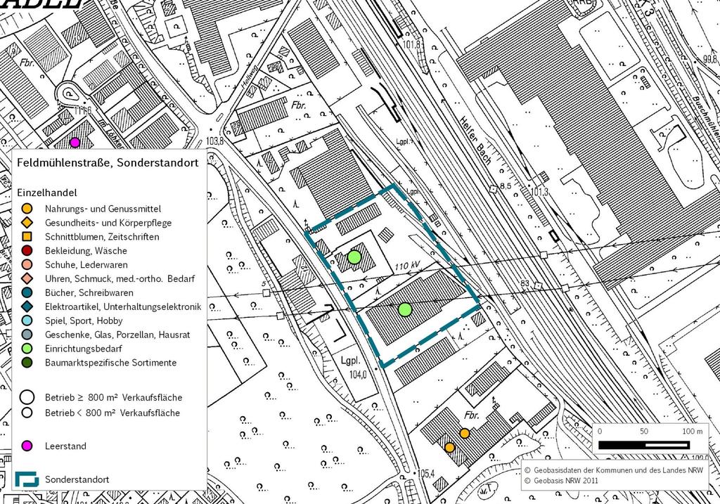 Abb. 92: Sonderstandort MÖBEL BOSS (Feldmühlenstraße) TEMA: 1.400 m² MÖBEL BOSS: 3.