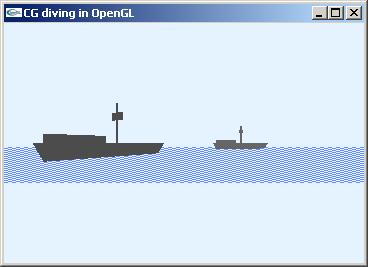 i) Die Organisation der gesamten Szenerie erfolgt in der Funktion draw(). Dort werden auch die beiden Schiffe an unterschiedliche Positionen im Bild gesetzt.