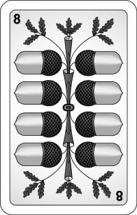 13. Die glückliche Hand Zwei Sätze Jasskarten werden zuerst gut gemischt. Aus diesen Karten zieht jeder Schütze 5 Stück.