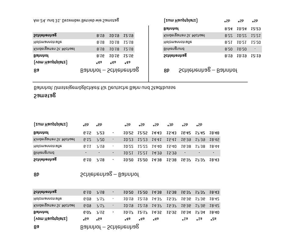 LINIE 8 Schlehenhag Bahnhof 8a Bahnhof Schlehenhag 8b Schlehenhag Bahnhof Samstag 8a Bahnhof Schlehenhag 8b Schlehenhag Bahnhof Am 24. und 31.