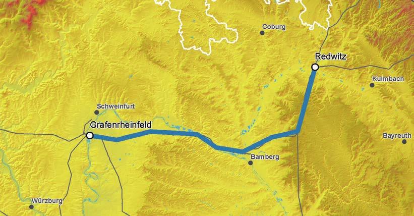 Nr. 10 Redwitz - Grafenrheinfeld Mit der Umrüstung einer 220-kV-Bestandsleitung auf 380 kv wird zusammen mit dem EnLAG-Vorhaben Nr. 4 die Südwestkuppelleitung komplettiert.