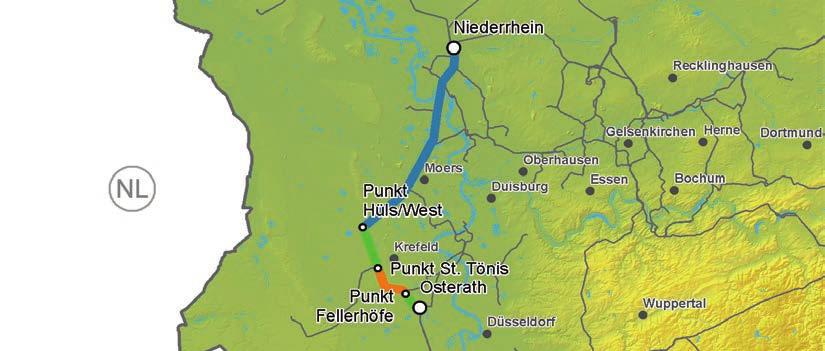 Nr. 14 Niederrhein Utfort Osterath Teilabschnitt 1: Wesel Utfort Punkt Hüls West (Amprion in NW) Der ursprünglich nur bis Utfort gehende Teilabschnitt wurde mit dem Teilabschnitt bis zum Punkt Hüls
